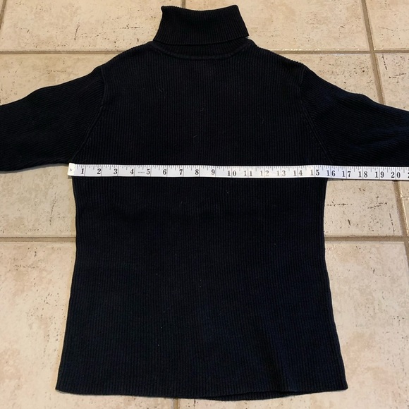 Moda International Black Ribbed Cotton Turtleneck Sweater XL - Picture 5 of 5